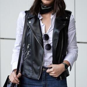 Zara Faux Leather Biker/Moto Vest small